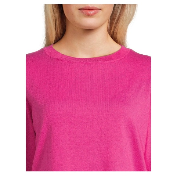 TIME and TRU Womens Lightweight Sweater Size L 12-14 Semi Loose Slits Pink New - Picture 2 of 7